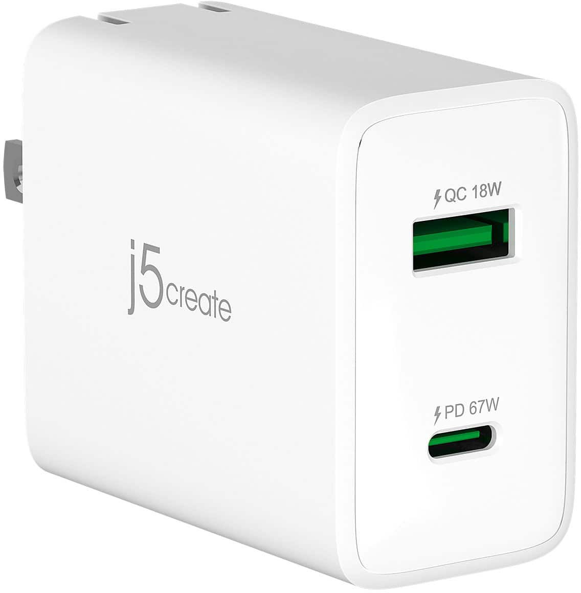 j5create - 67W GaN USB-C® 2-Port Charger - White