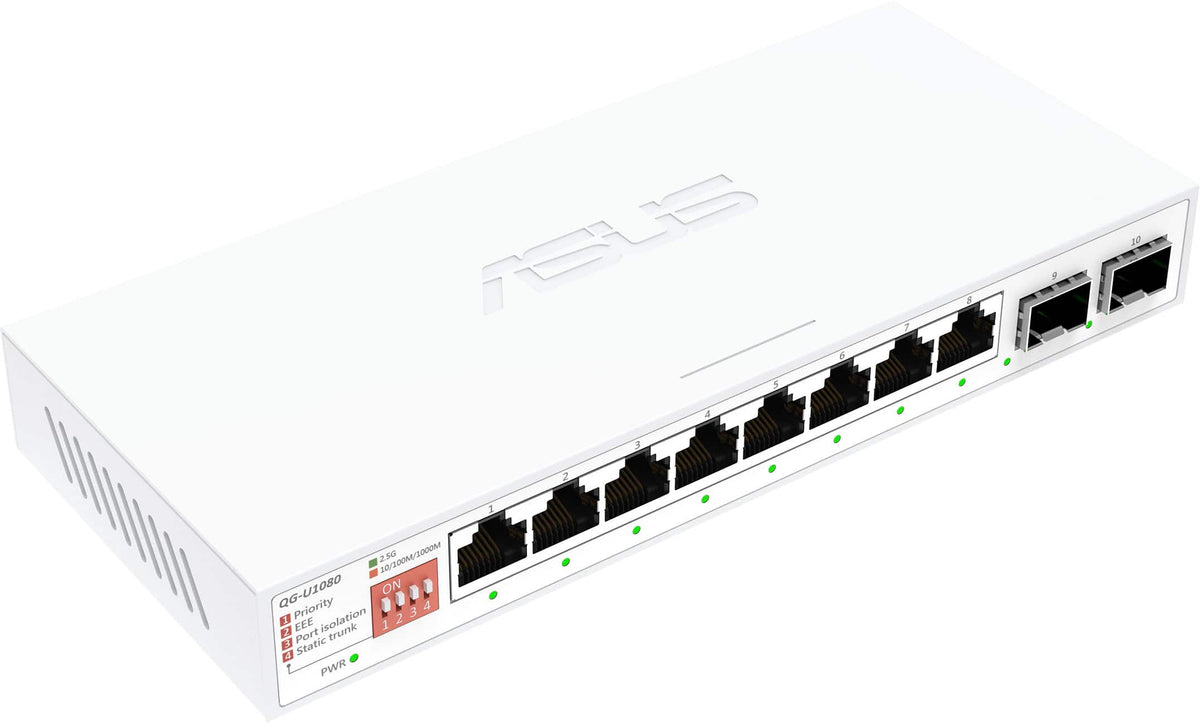 ASUS - QG-U1080 8-Port 2.5G + 2-Port 10G SFP+ Unmanaged Ethernet Switch - White