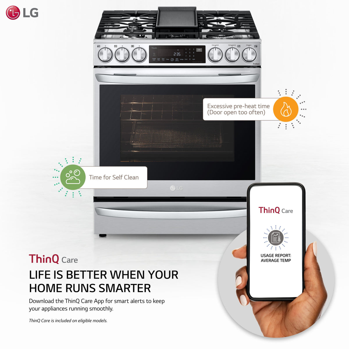 LG - 30-in Wide 6.3 Cu. Ft. Smart Slide-In Gas True Convection Range with 5 Burners, EasyClean and Air Sous-Vide - Stainless Steel