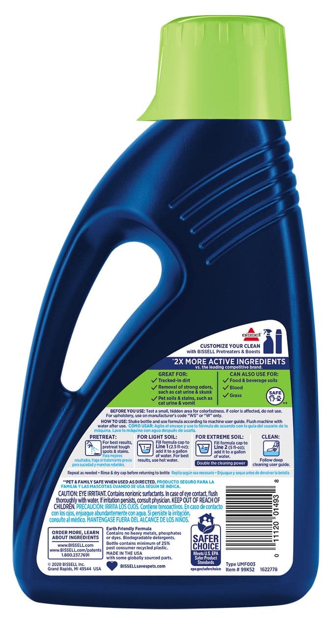 BISSELL - Pet Stain & Odor Upright Carpet Formula (60 oz.) - Blue