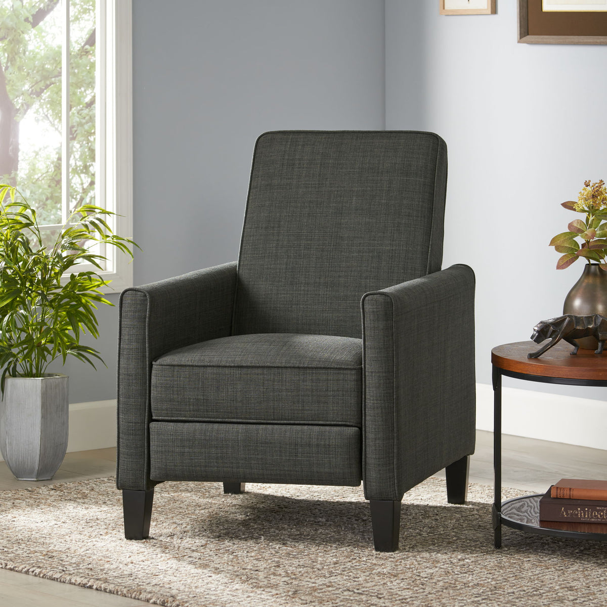 Sillón reclinable tapizado con respaldo retráctil para sala de estar