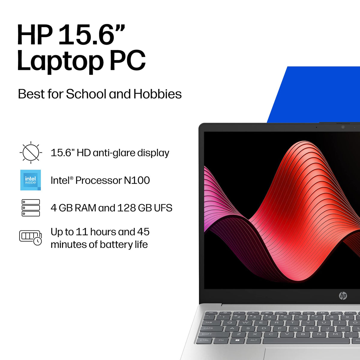 HP - 15.6" Laptop - Intel N100 Processor - 4GB Memory - 128GB Storage - Natural Silver