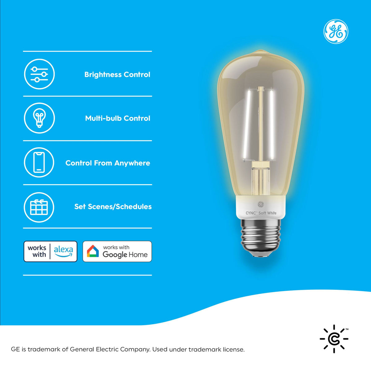 Cync - ST19 Edison Style Smart LED Light Bulbs (2 Pack) - Soft - White
