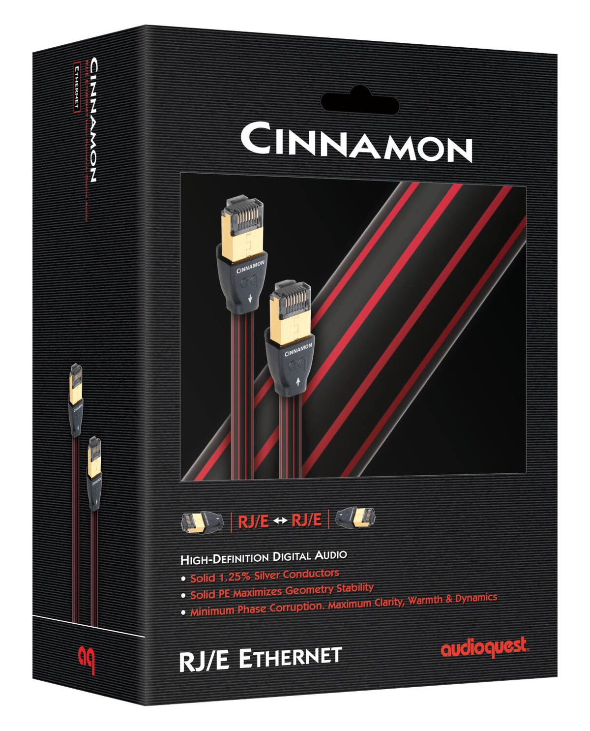 AudioQuest - Cinnamon RJ/E 39.4' Digital Ethernet Cable with RJ45 to RJ45 Connectors - Black/Red Stripes