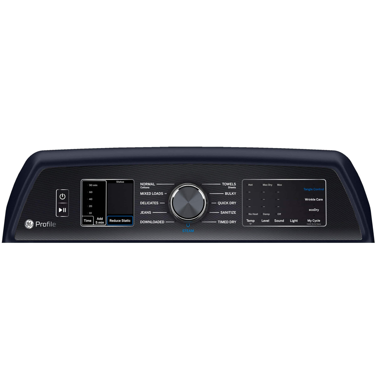 GE Profile - 7.3 Cu. Ft. Smart Electric Dryer with Steam and Tangle Control - Sapphire Blue