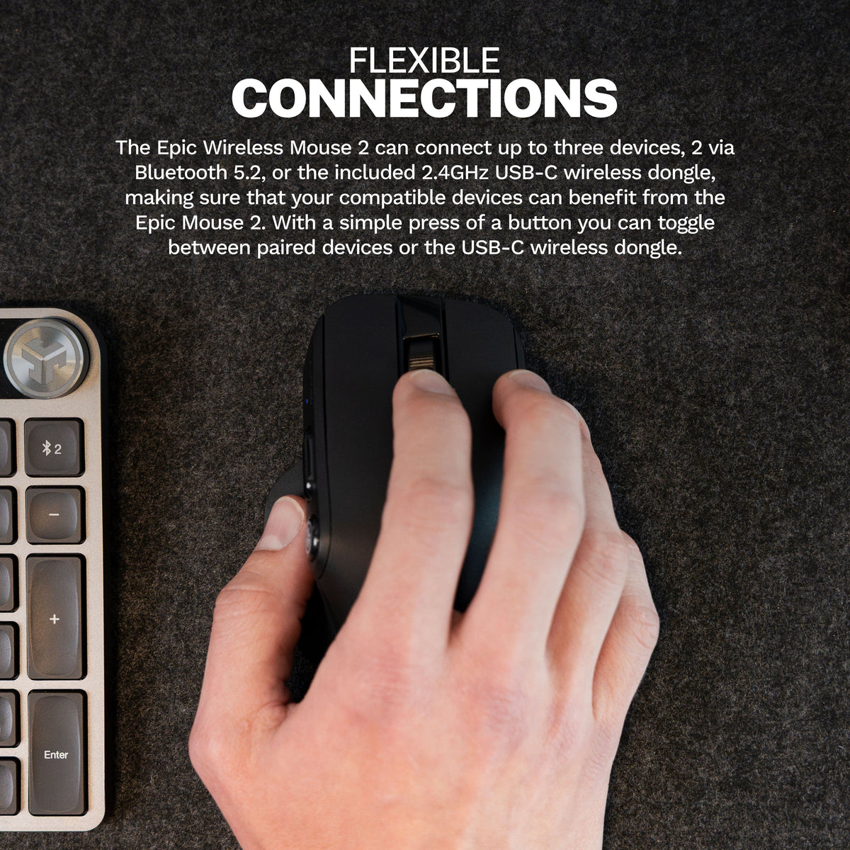 JLab - EPIC Wireless Bluetooth Mouse 2 - Wireless - Black