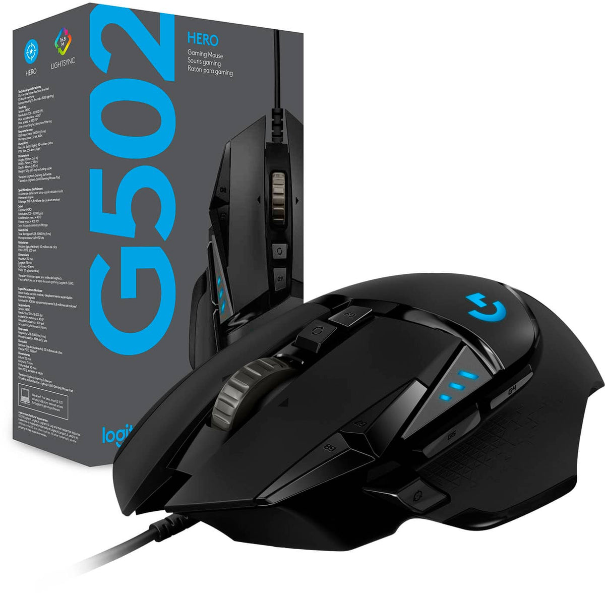 Logitech - G502 HERO Wired Optical Gaming Mouse with RGB Lighting - Wired - Black
