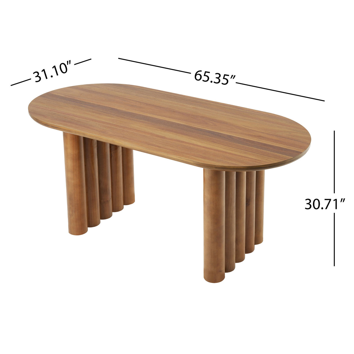 Mesa de comedor ovalada con patas cilíndricas - Marrón
