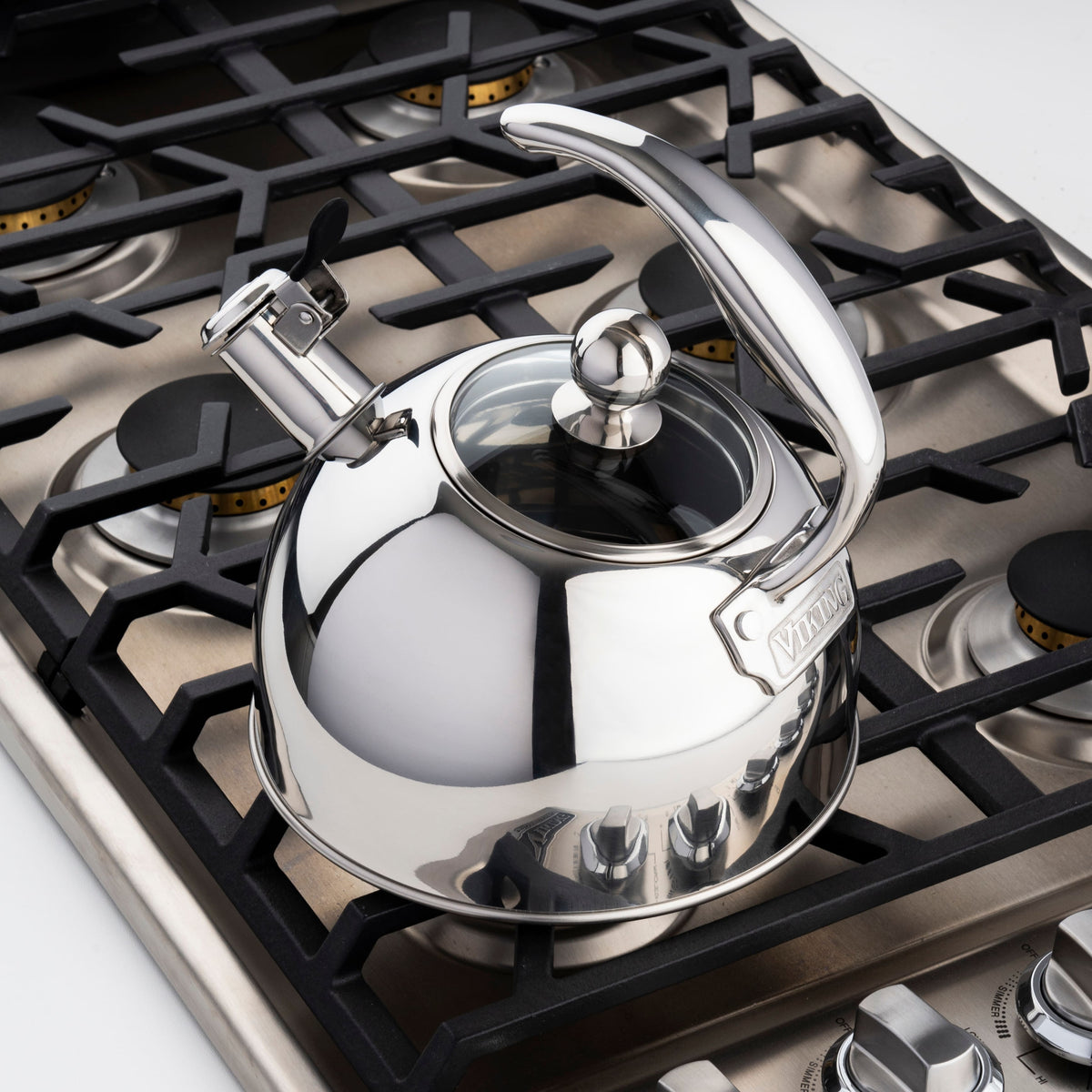 Viking - 2.6 Quart Whistling Tea Kettle with 3-Ply Base - Stainless Steel