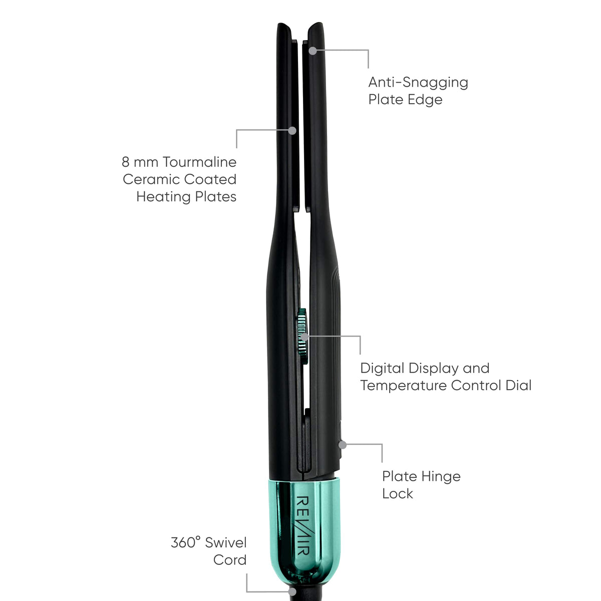 RevAir - Precision Root & Micro Edge Styler - 0.3 inch - Black & Teal