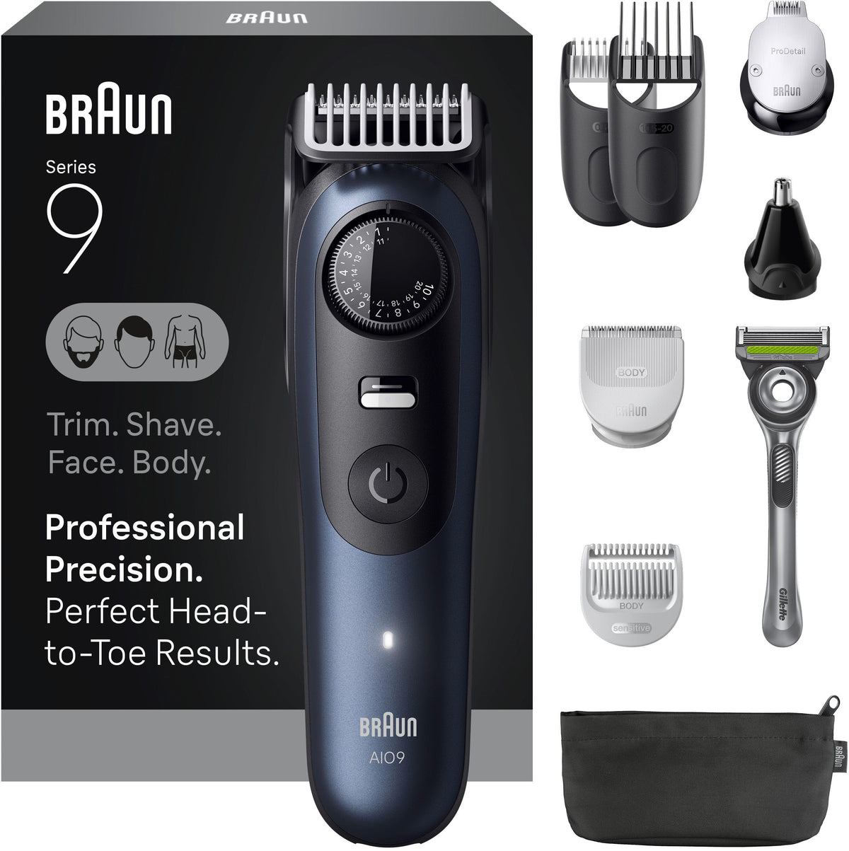 Braun - Series 9 All-in-one 9530 Electric Shaver Trimmer Kit - Deep Blue Metallic