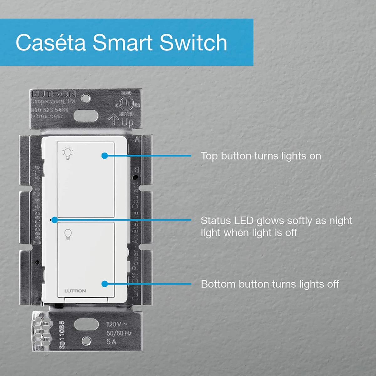 Lutron - Caseta Smart Switch Kit with Remote 3-Way (2 Points of Control) - White