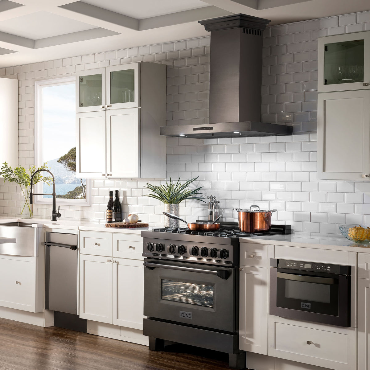 ZLINE - 30 inches - Externally Vented - Wall Range Hood - Black Stainless Steel