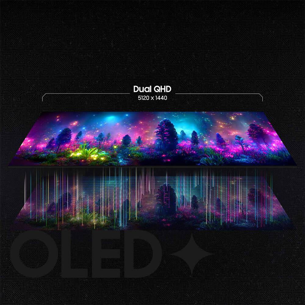Samsung - 49" Odyssey OLED G9 Curved Dual-QHD 240Hz FreeSync Prem Pro and G-Sync Compatible Smart Glare Free Gaming Monitor - Silver