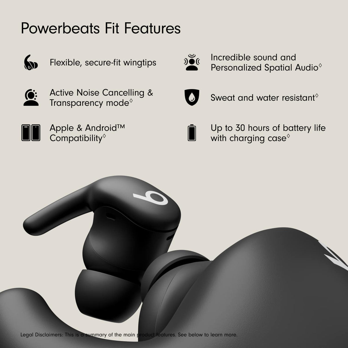 Beats - Powerbeats Fit True Wireless Active Noise Canceling Earbuds - Jet Black