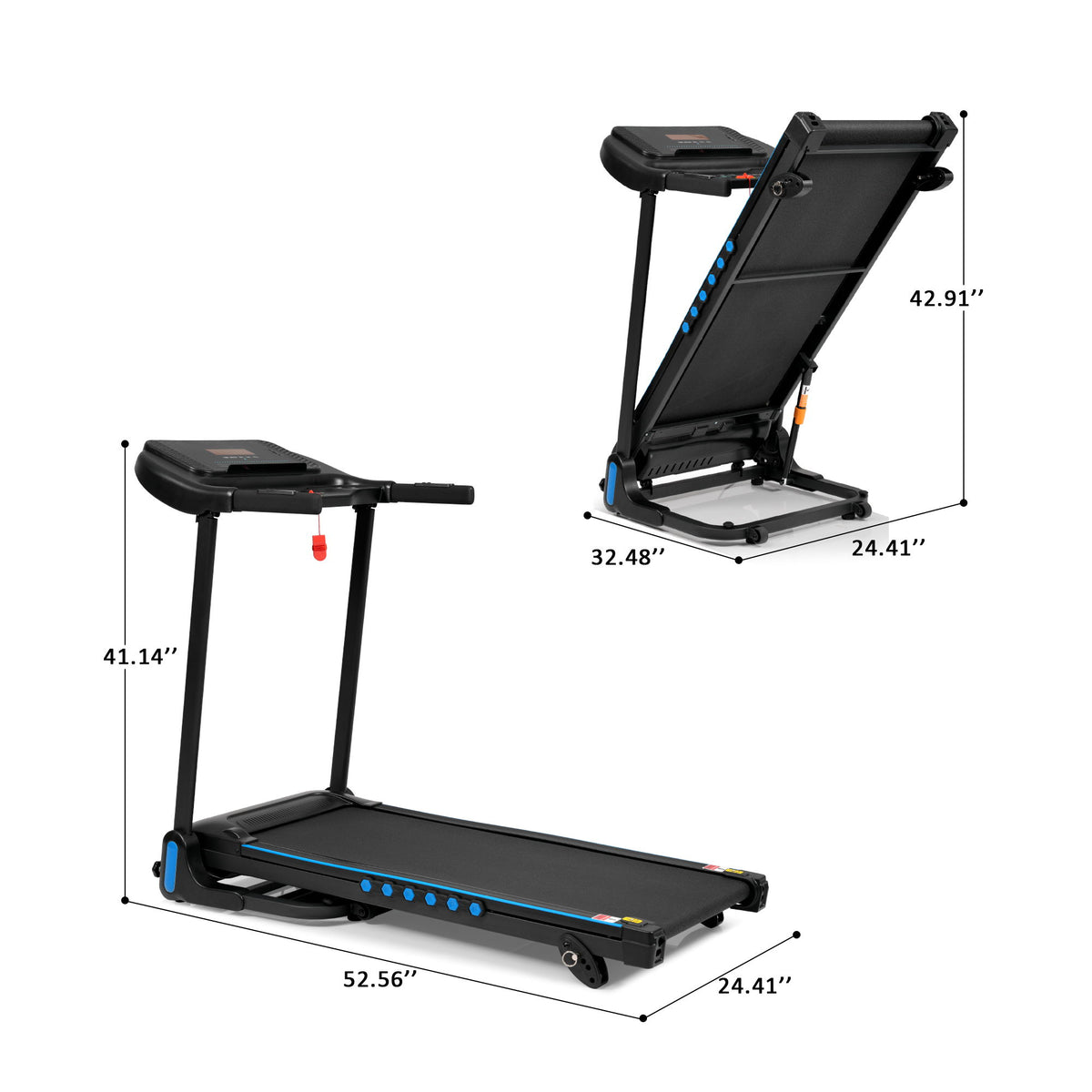 Cinta de Correr Inclinada para Correr y Caminar, Plegado Automático con Sistema Hidráulico, Carga Tipo C y USB para Android, 16 Km/h, Altavoz Bluetooth - Negra