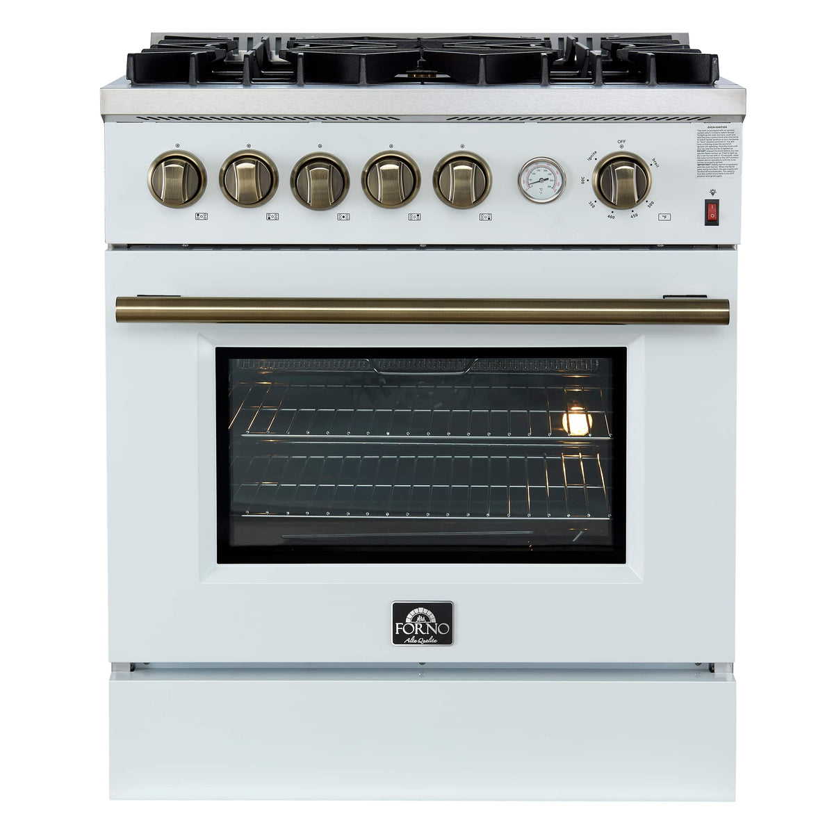 Forno Appliances - 30 in. Wide 5 Burner Giovanni 4.32 Cu. Ft. Freestanding Gas Convection Range - White