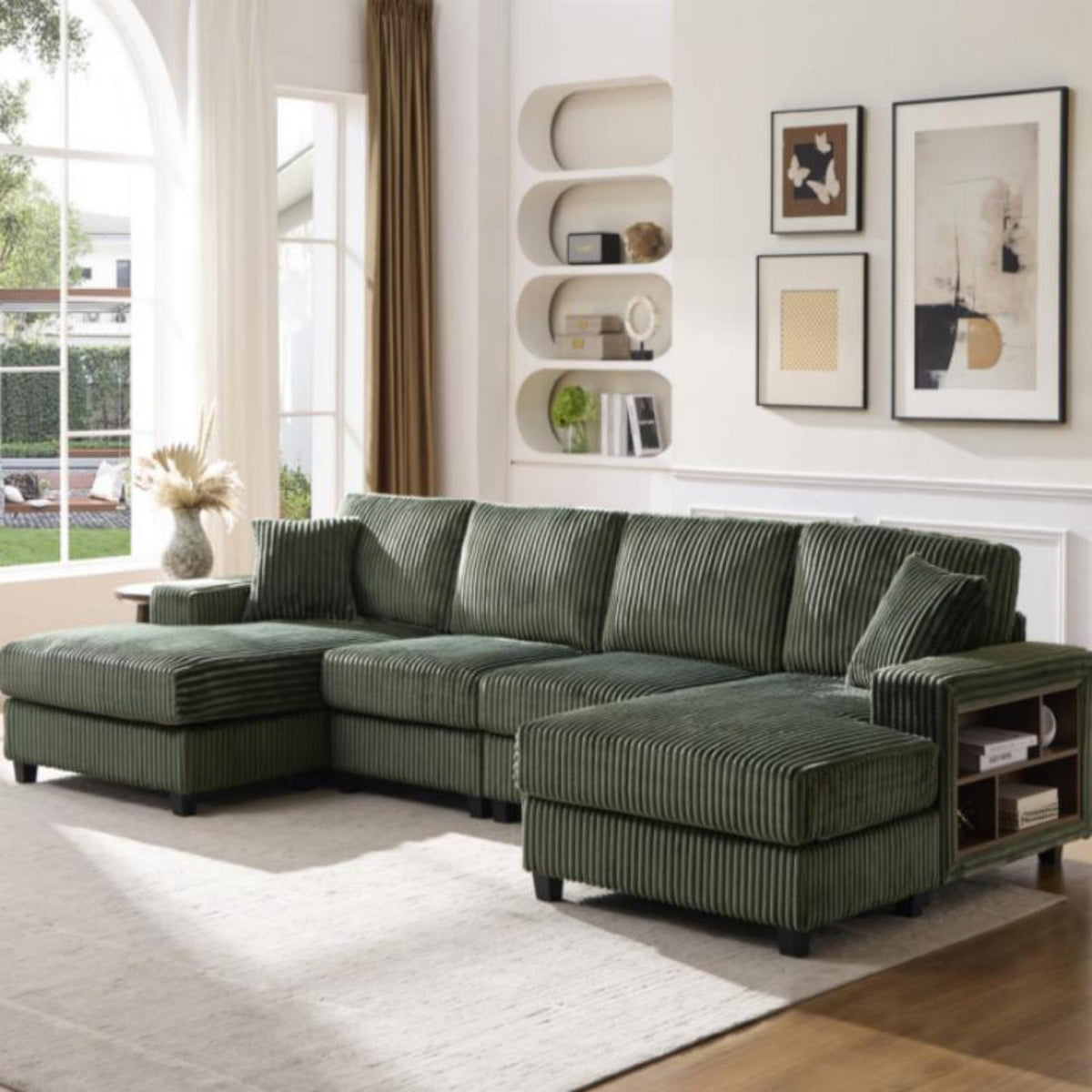 Sofá convertible en forma de U, chaise longue grande de 4 plazas para salón