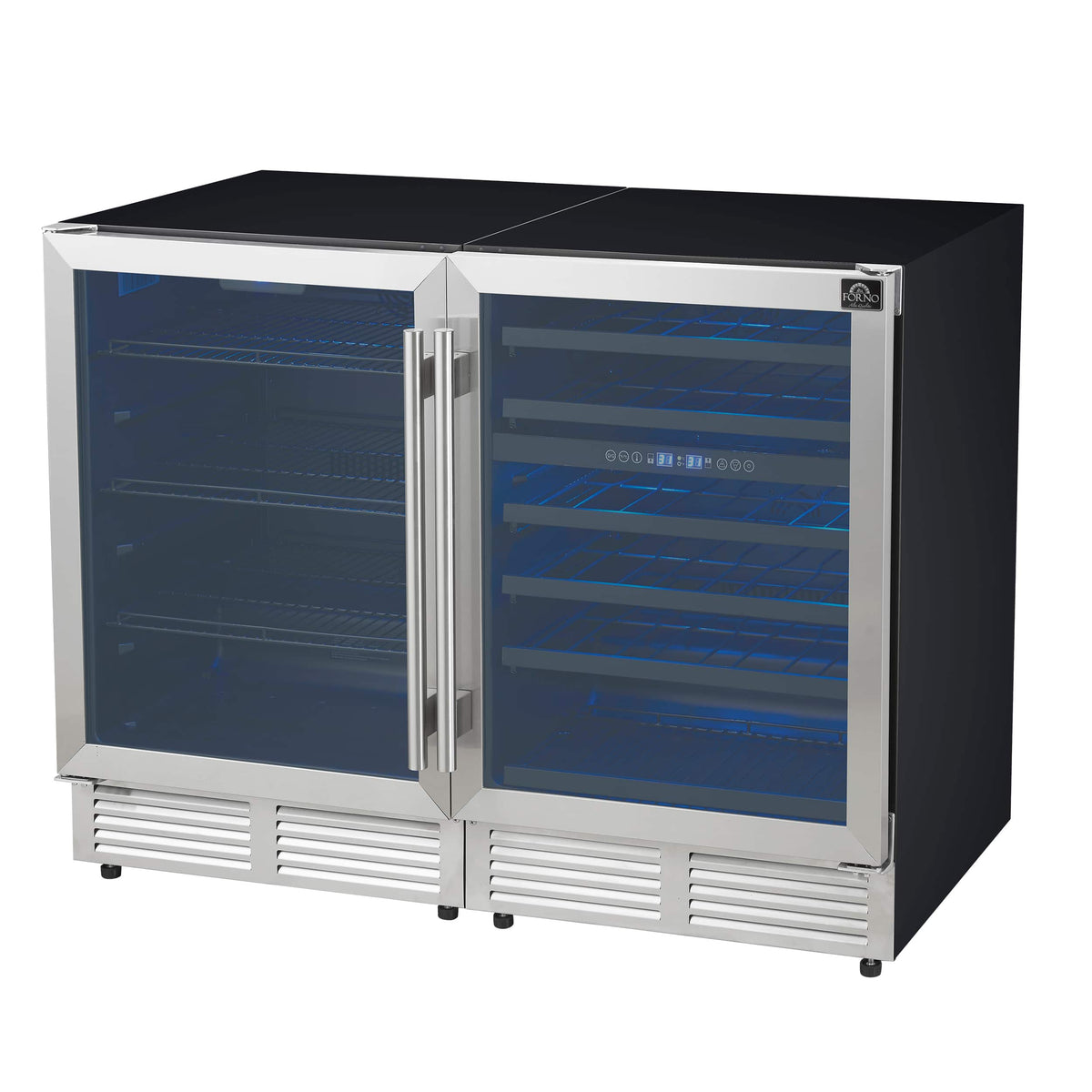 Forno Appliances - Gemello 52-Bottle Side-by-Side Wine and Beverage Cooler - Stainless Steel