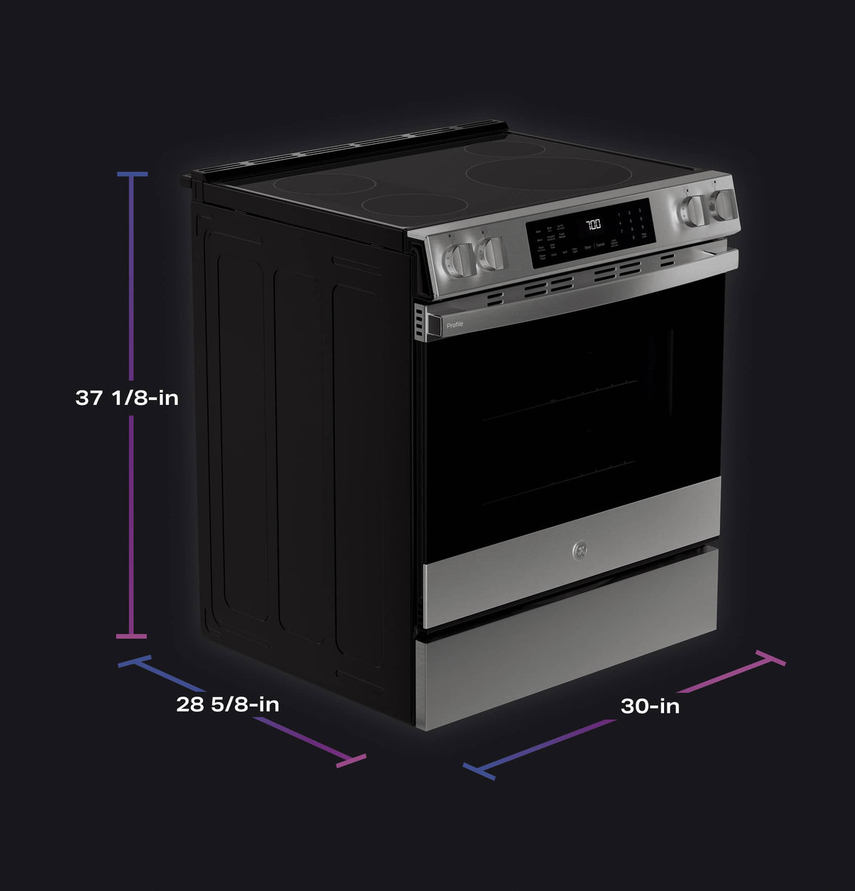 GE Profile - 30 in. Wide 4 Elements 5.3 Cu. Ft. Slide-In Electric Induction Convection Range with Air Fry and EasyWash Oven Tray - Stainless Steel