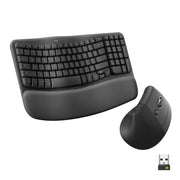 Logitech - Wave Keys and Lift Vertical Mouse Wireless Ergonomic Keyboard and Mouse Bundle with Cushioned Palm Rest - Graphite