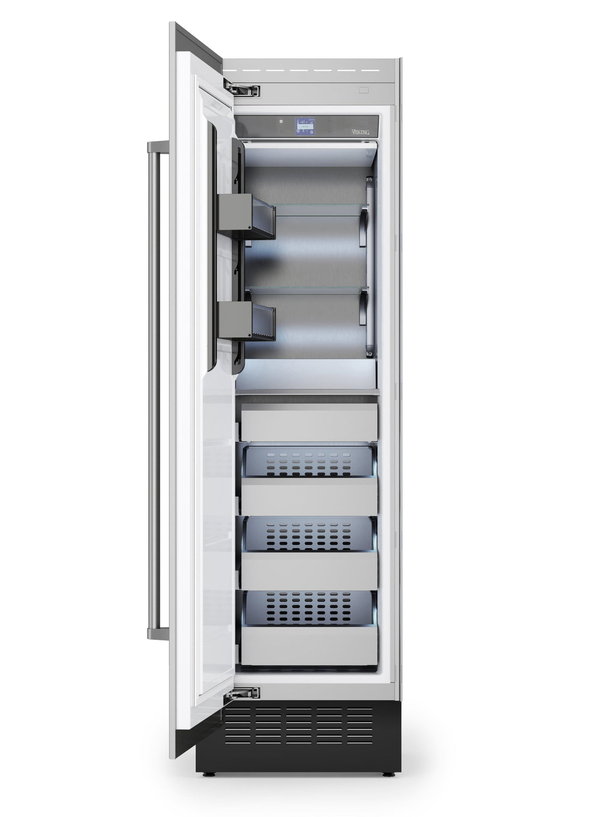 Viking - 24"W 12.1 cu. ft VEIL Integrated Upright Built-in Column Freezer-Custom Panel _LH - Custom Panel Ready