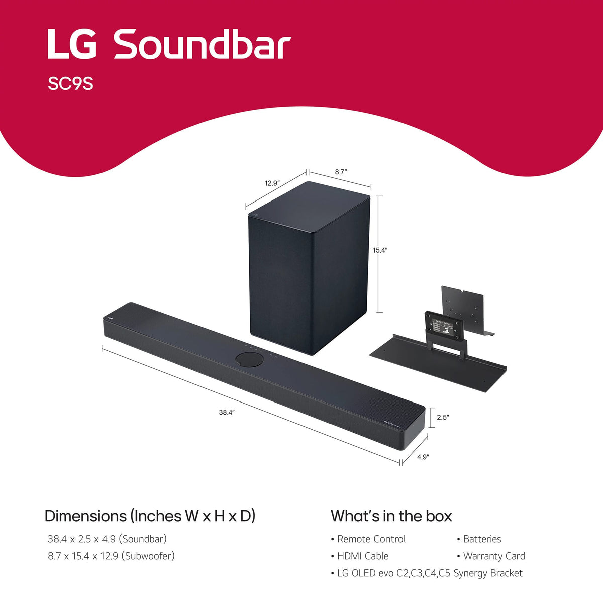 LG - 3.1.3 Channel SC9S Soundbar with Wireless Subwoofer, Dolby Atmos, WOW Orchestra - Black