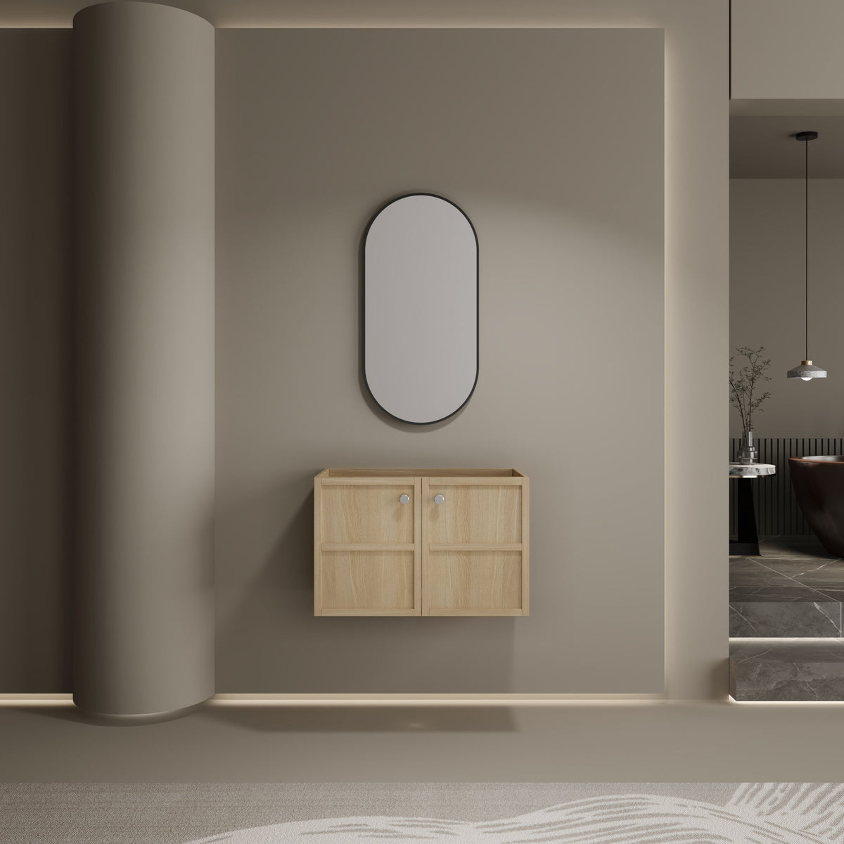 Mueble de Baño Moderno Suspendido con Puertas de Cierre Suave
