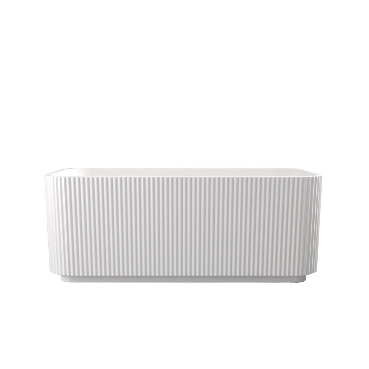 Bañera Exenta Rectangular Lineal para Remojo con Desagüe de Drenaje Pop-Up, Construcción Aislada de Doble Pared - Blanco Brillante