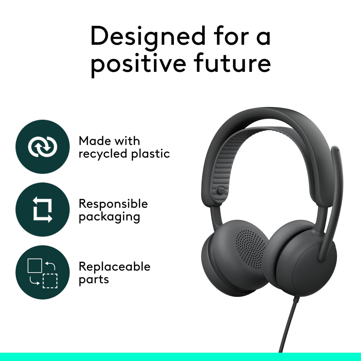 Logitech - Zone Wired 2 Noise-Canceling Headset with Adaptive Hybrid ANC - Graphite