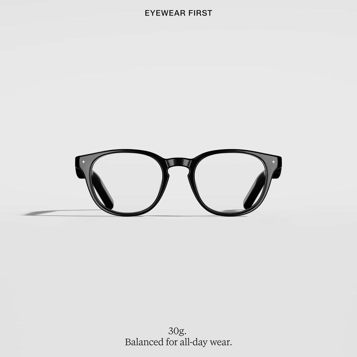 VONDER - BASEL AI Smart Glasses that Translate, Call & Remember, 16h+ Battery, Premium Audio, Privacy-First, Clear Lenses - Black