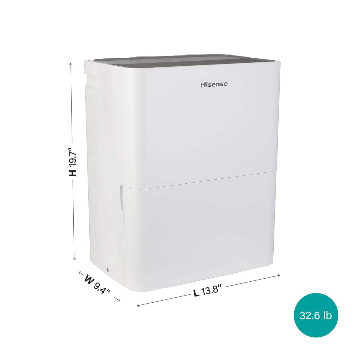 Hisense - 35 Pint 3000 Sq. Ft. 8 quarts Bucket Capacity Compact Dehumidifier with Slide-Out Bucket - White