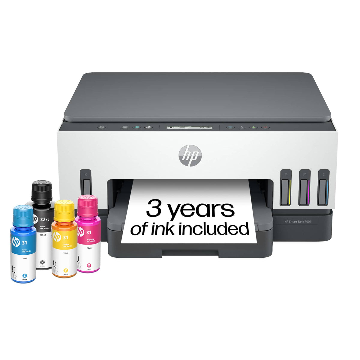 HP - Smart Tank 7001 Wireless AI-Enabled All-In-One Supertank Inkjet Printer with 3 Years of Ink Included¹ - White & Slate