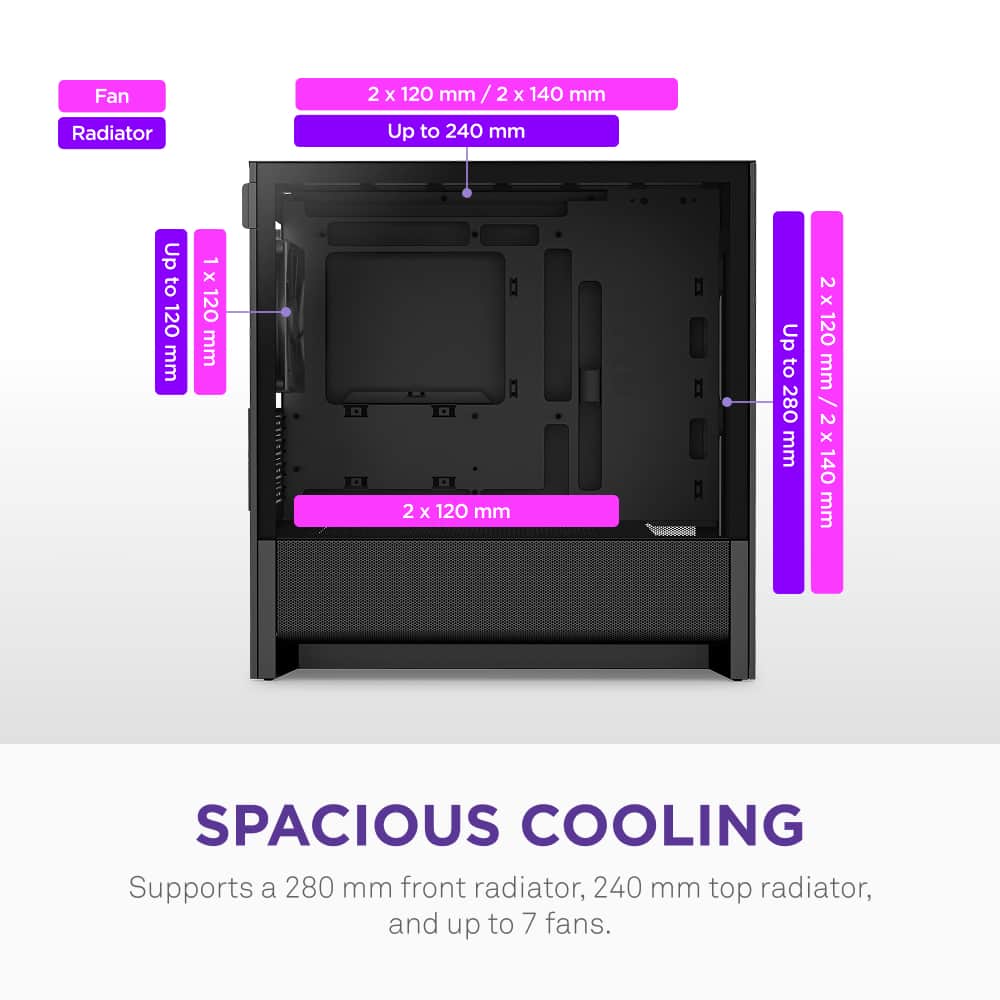 NZXT - H3 Flow Micro-ATX High-Airflow PC Case - Black