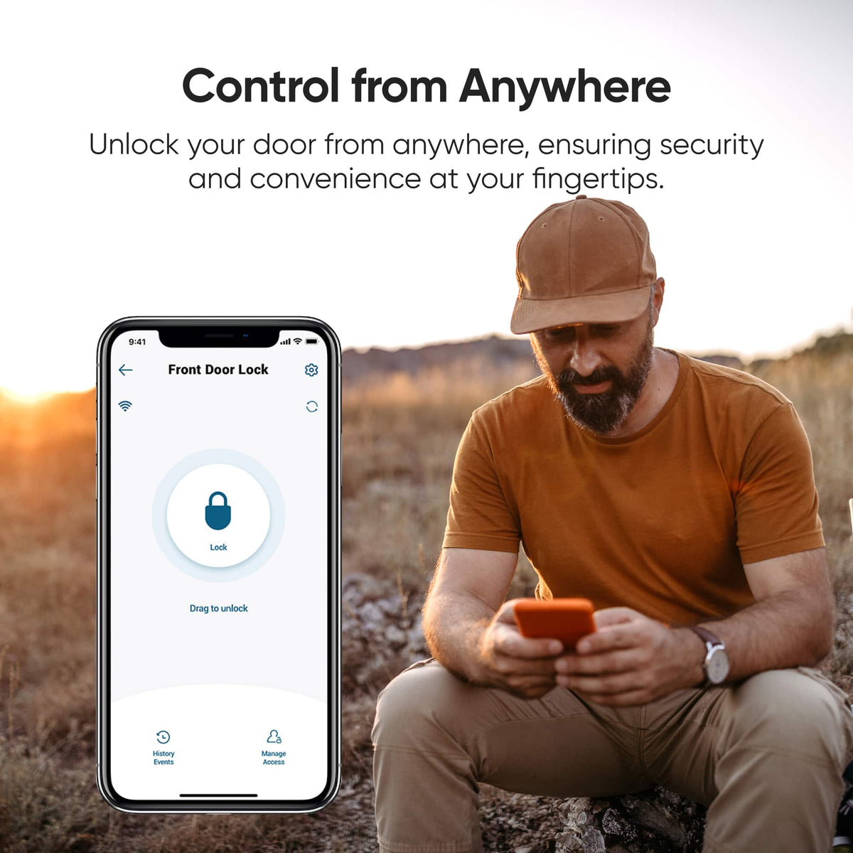 Smart Lock C210 WiFi Replacement Deadbolt Unlock with eufy App, Keypad, Smart Devices - Black