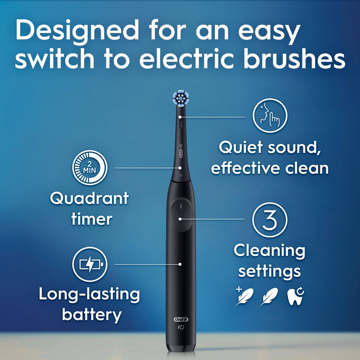 Oral-B - iO2 Rechargeable Electric Toothbrush Kit - Night Black