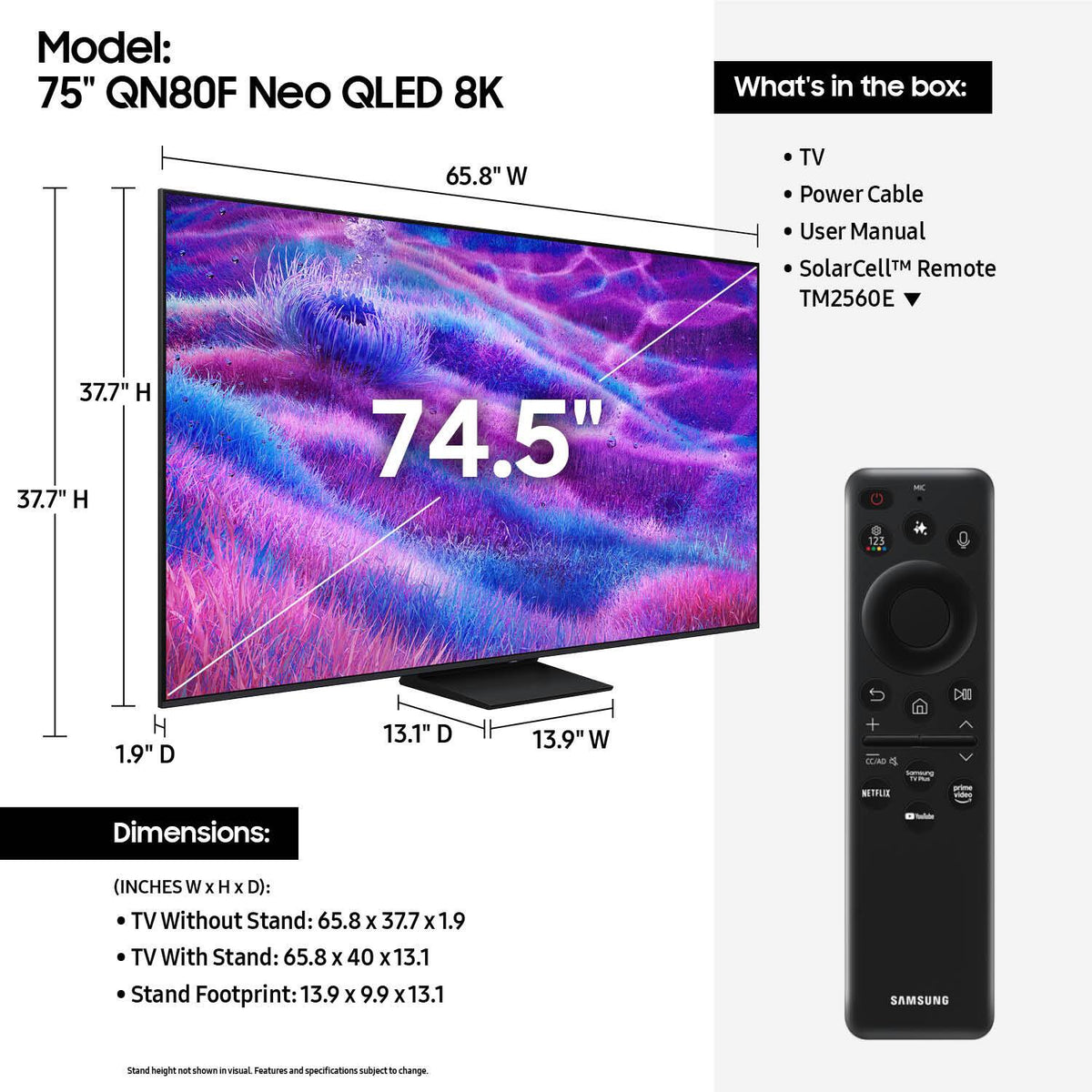 Samsung - 75” Class QN80F Series Neo QLED Mini LED 4K UHD SamsungVision AI Smart Tizen TV (2025)