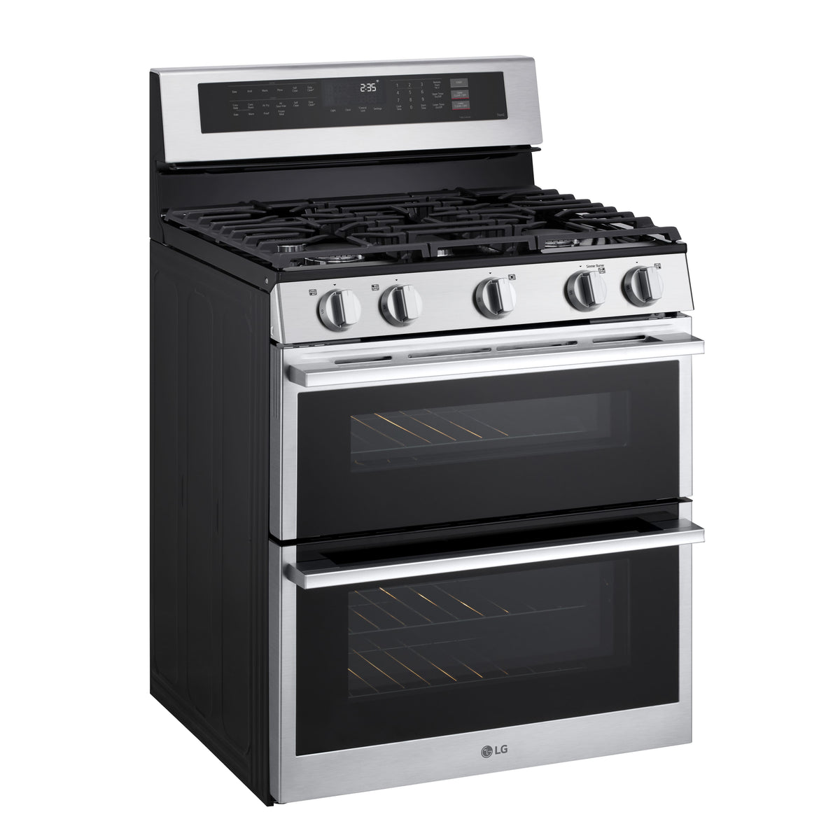 LG - 30-in Wide 6.9 Cu. Ft. Slide-In Double Oven Gas True Convection Smart Range with 5 Burners and UltraHeat 20K BTU Burner - Stainless Steel