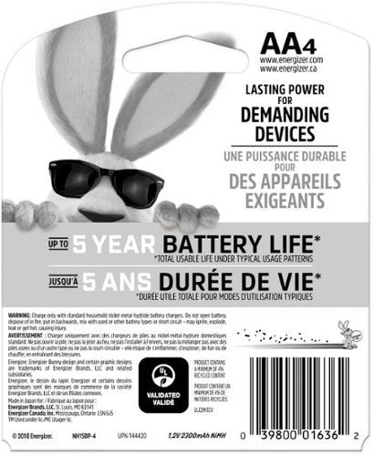 Energizer - Rechargeable AA Batteries (4 Pack), Double A Batteries