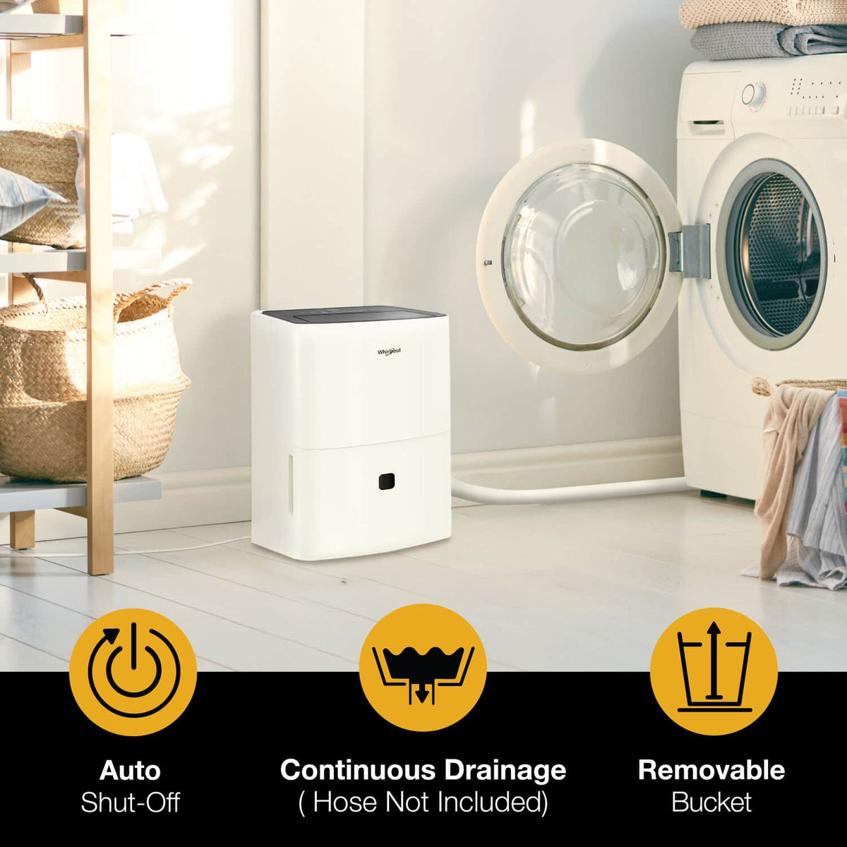Whirlpool - 32 Pint 1500 Sq. Ft 14.8 quart Energy Star Certified Dehumidifier - White