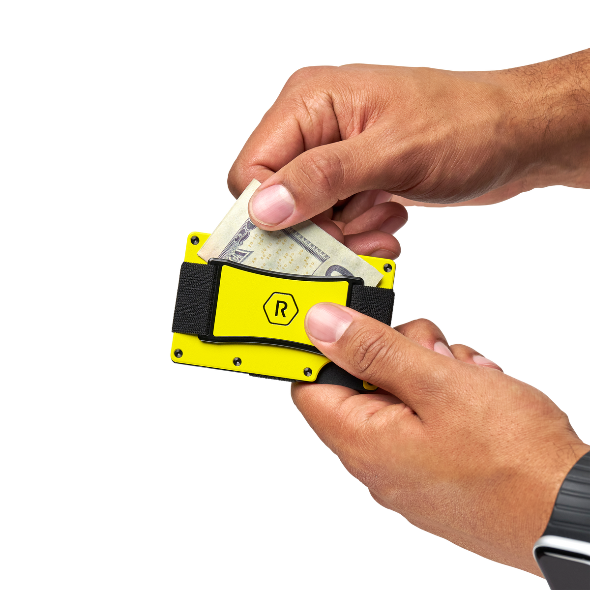 The Ridge Wallet - Hyper Lime - Cash Strap - Yellow