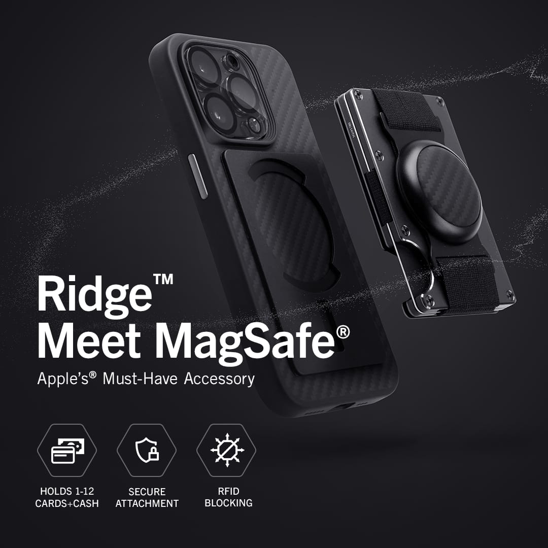 The Ridge Wallet - Gunmetal MagSafe Wallet Cash Strap - Silver