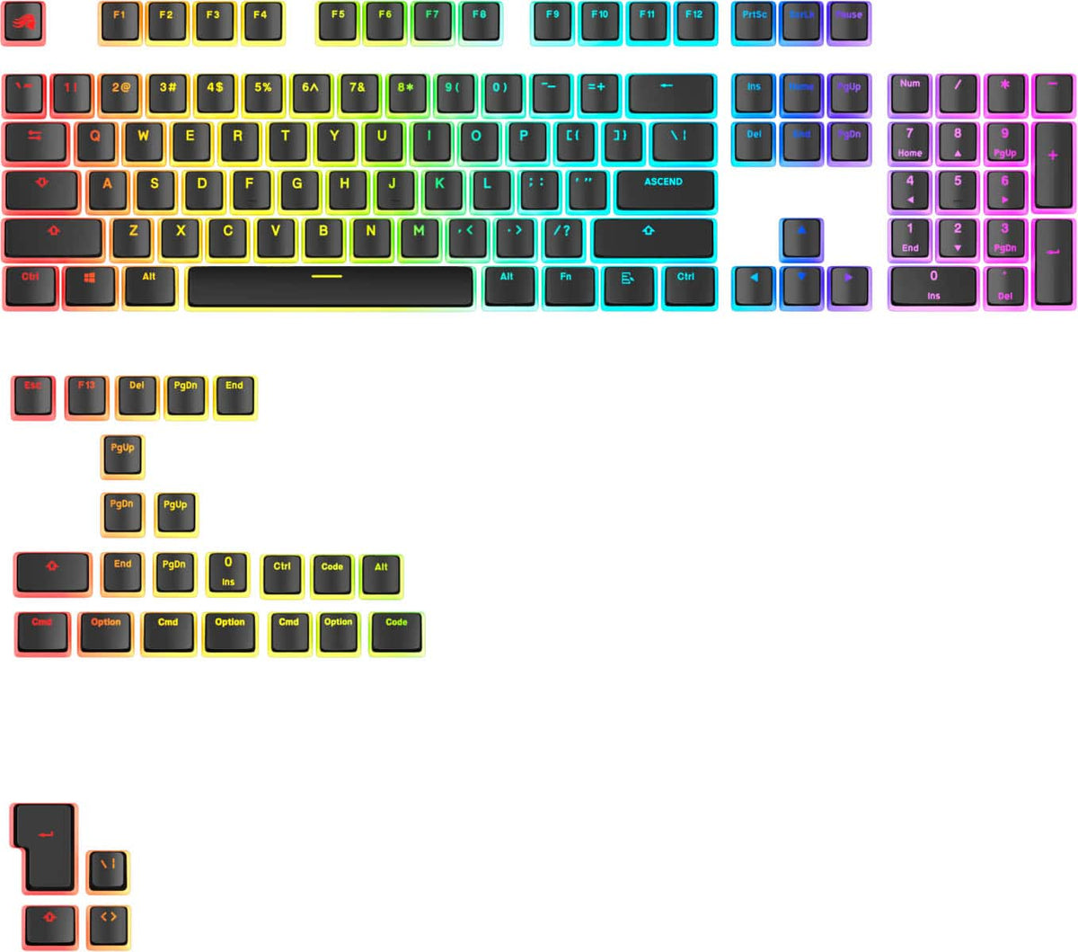 Glorious - Aura V3 Pudding-Style Universal Keycaps for 100% 85% 80% TKL 60% Compact 75% Mechanical Keyboards - Black