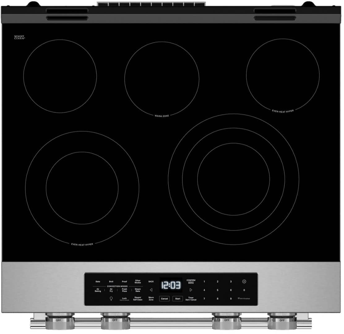 KitchenAid - 30 in. Wide 5 elements 5.3 cu. ft. Smart Slide-In Electric Range with Two Even-Heat Hyper Elements - Stainless Steel
