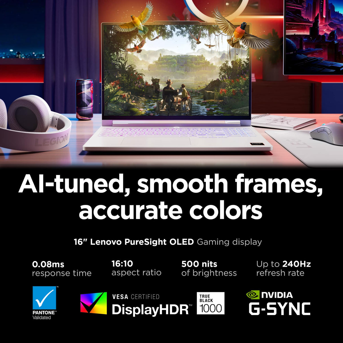 Lenovo - Legion 7a 16" 2.5K 240Hz OLED Gaming Laptop - AMD Ryzen AI 9 HX 470 2026 - 32GB RAM - NVIDIA GeForce RTX 5070 - 1TB SSD - Glacier White
