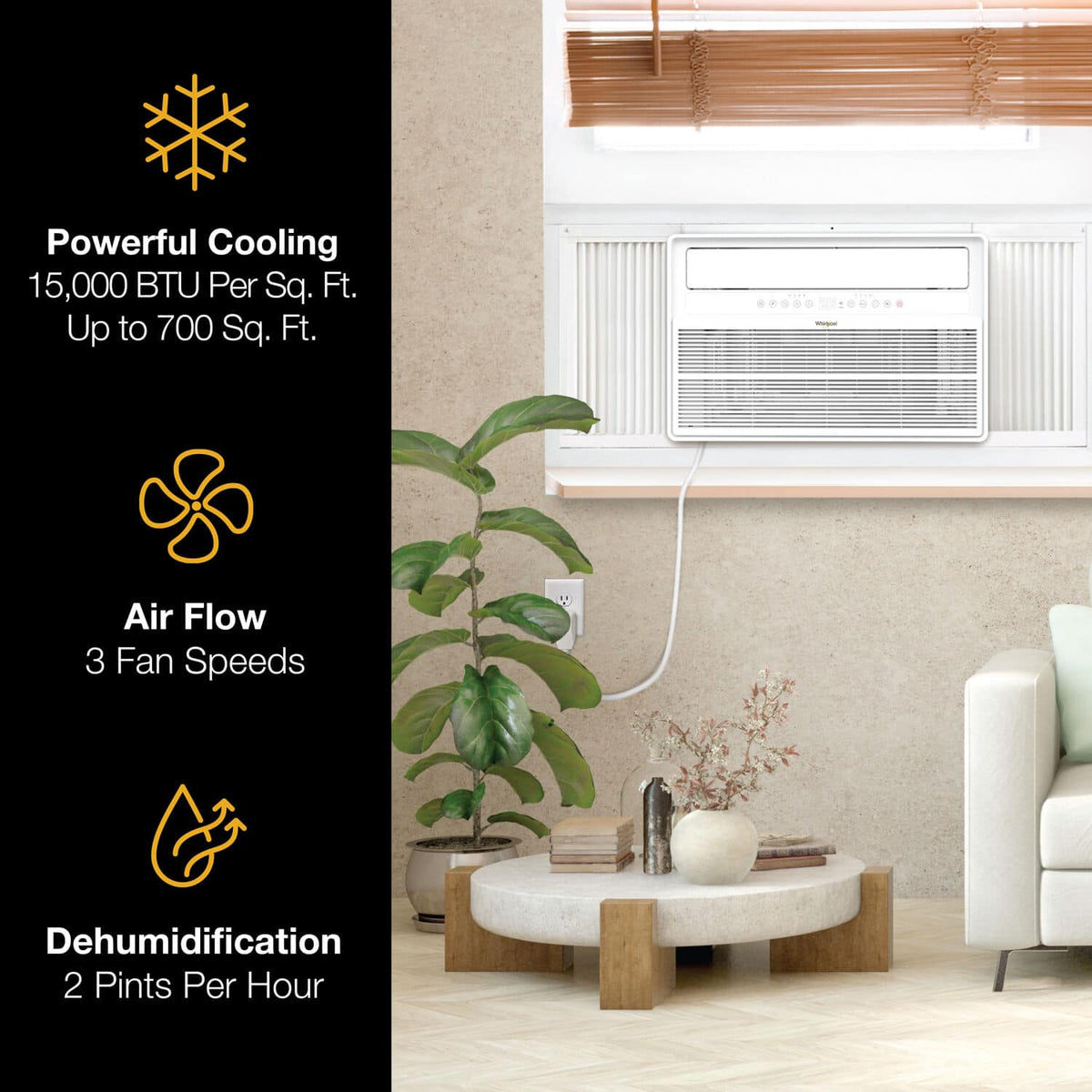 Whirlpool - 15,000 BTU Window Mounted Inverter Air Conditioner with Remote Control - White