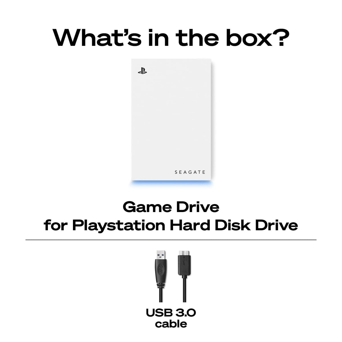 Seagate - Game Drive for PlayStation Consoles 5TB External USB 3.2 Gen 1 Portable Hard Drive with Blue LED Lighting - White