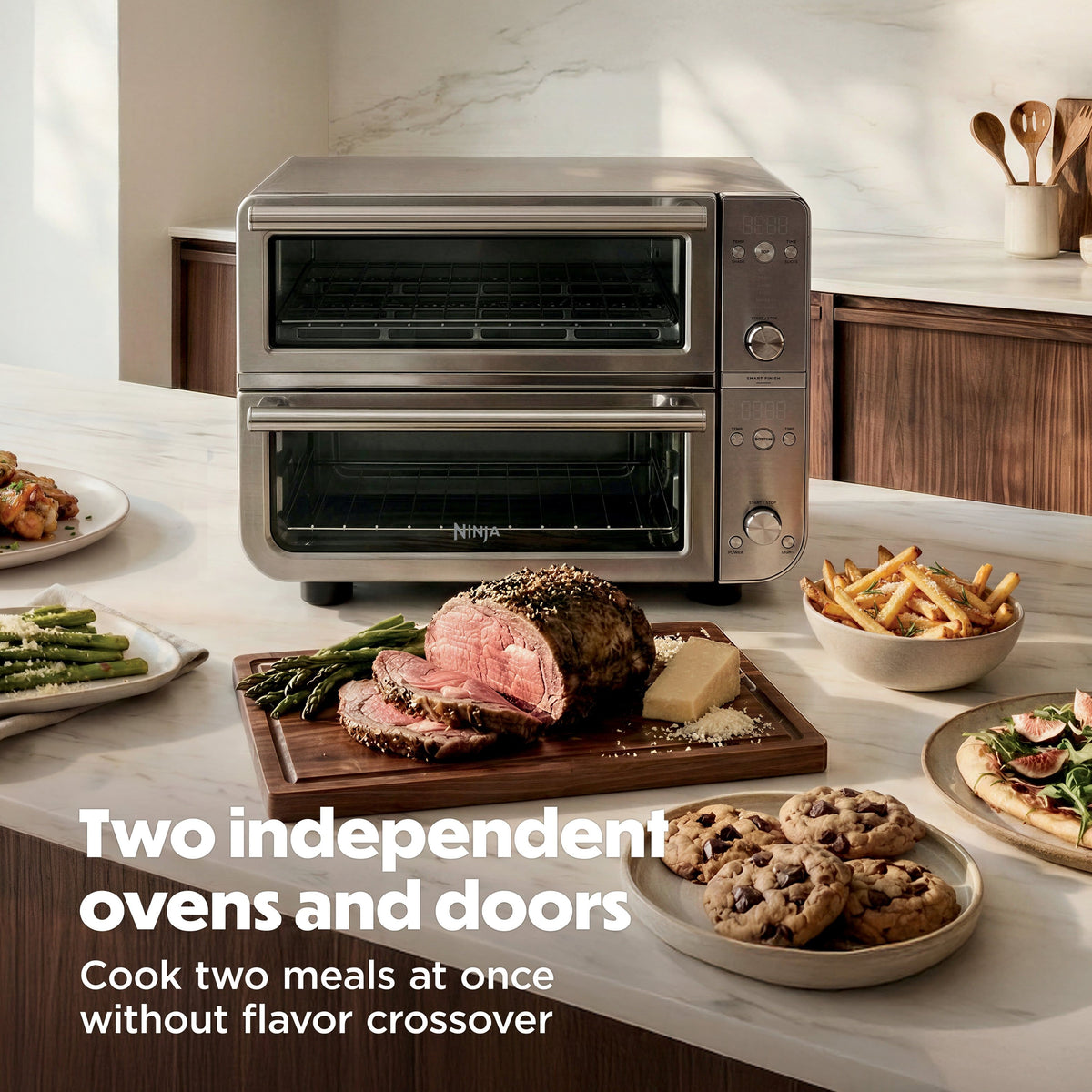 Ninja - Double Oven Pro Smart XL Countertop Oven & Air Fryer - Stainless Steel