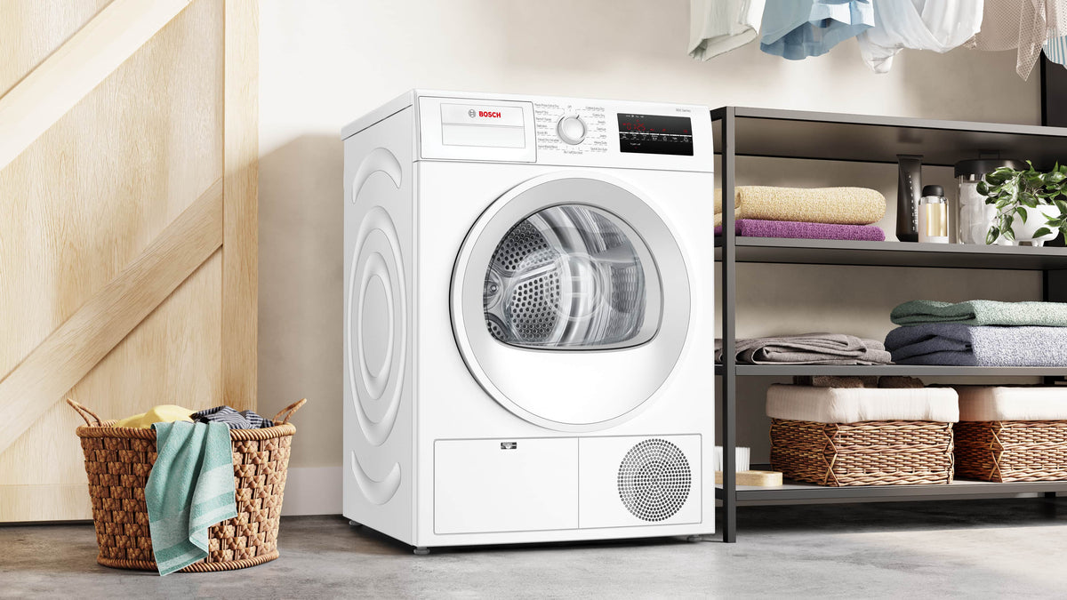 Bosch - 300 Series 4 Cu. Ft. Stackable Smart Electric Dryer with Wrinkle Block - White