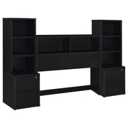 Geary - Set de dormitorio de 3 piezas con cabecero con estantería